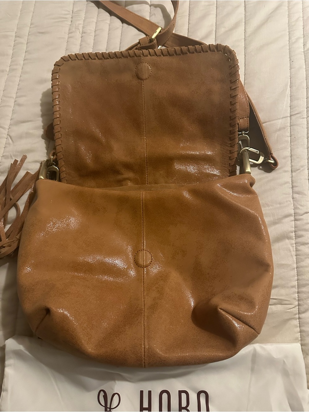 HOBO Harley Convertible Leather Shoulder Bag In Whiskey - Picture 8 of 14